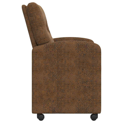 Matstolar med hjul 2 st Faux mockaläder Brun 57 x 67 x 95 cm