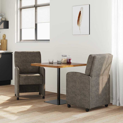 Matstolar med hjul 2 st Faux mockaläder Mörkgrå 57 x 67 x 95 cm