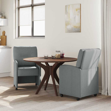 Matstolar med hjul 2 st tyg Ljusgrå 57 x 67 x 95 cm
