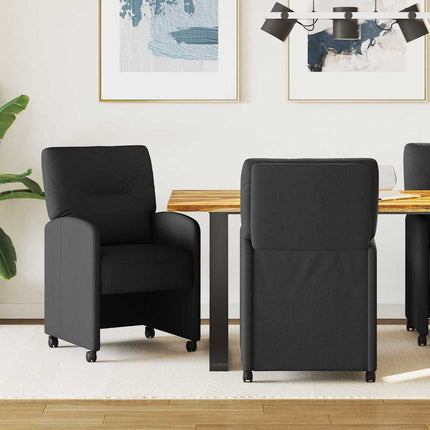 Matstolar med hjul med hjul 2 pcs Svart 57 x 67 x 95 cm tyg