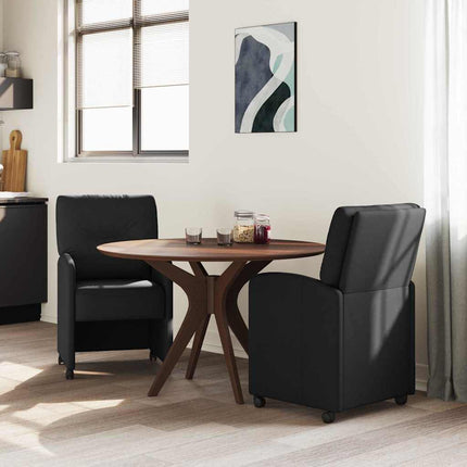 Matstolar med hjul med hjul 2 pcs Svart 57 x 67 x 95 cm tyg