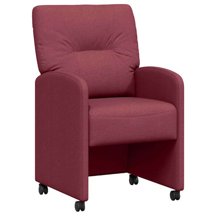 Matstolar med hjul 2 st tyg Vinröd 57 x 67 x 95 cm