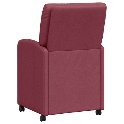 Matstolar med hjul med hjul 2 pcs Vinröd 57 x 67 x 95 cm tyg