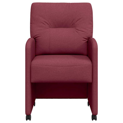 Matstolar med hjul med hjul 2 pcs Vinröd 57 x 67 x 95 cm tyg