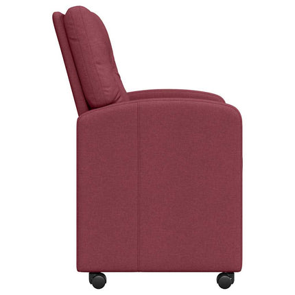 Matstolar med hjul med hjul 2 pcs Vinröd 57 x 67 x 95 cm tyg