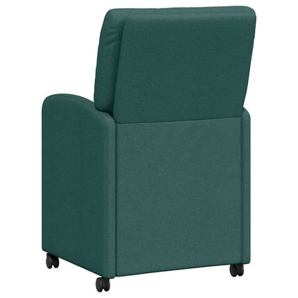 Matstolar med hjul med hjul 2 pcs Mörkgrön 57 x 67 x 95 cm tyg
