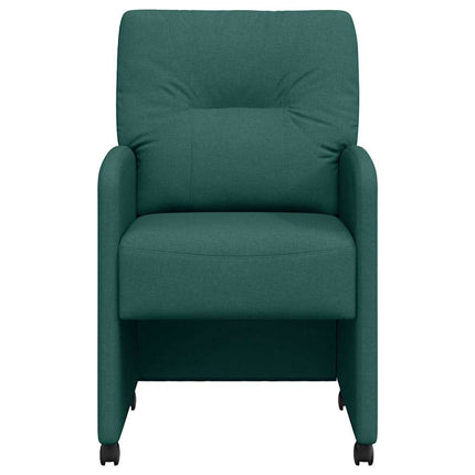 Matstolar med hjul 2 st tyg Mörkgrön 57 x 67 x 95 cm