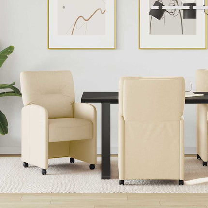 Matstolar med hjul med hjul 2 pcs Kräm 57 x 67 x 95 cm tyg