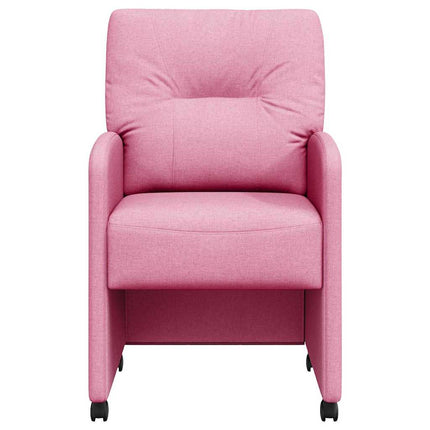 Matstolar med hjul 2 st tyg Rosa 57 x 67 x 95 cm