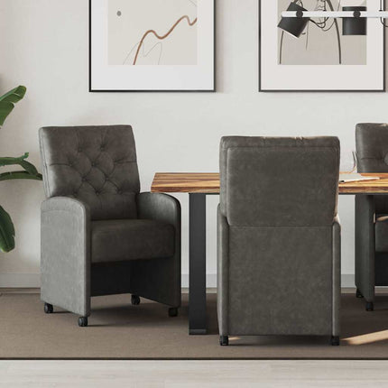 Matstolar med hjul 2 pcs Svart 58 x 67 x 97 cm Konstläder
