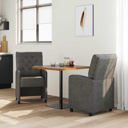 Matstolar med hjul 2 pcs Svart 58 x 67 x 97 cm Konstläder