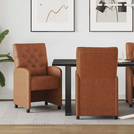 Matstolar med hjul 2 pcs Brun 58 x 67 x 97 cm Konstläder
