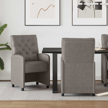 Matstolar med hjul 2 pcs Grå 58 x 67 x 97 cm Konstläder