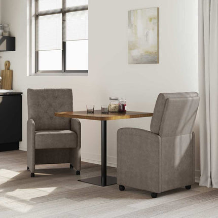 Matstolar med hjul 2 pcs Grå 58 x 67 x 97 cm Konstläder