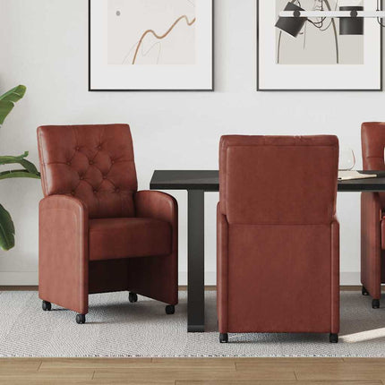 Matstolar med hjul med hjul 2 pcs Skinande brun 58 x 67 x 97 cm