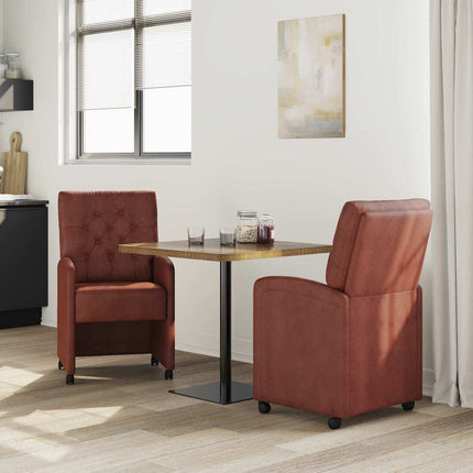 Matstolar med hjul med hjul 2 pcs Skinande brun 58 x 67 x 97 cm