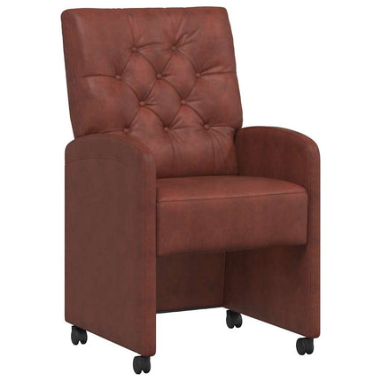 Matstolar med hjul med hjul 2 pcs Skinande brun 58 x 67 x 97 cm