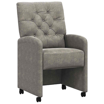 Matstolar med hjul 2 st Faux Mockaläder Ljusgrå 58 x 67 x 97 cm