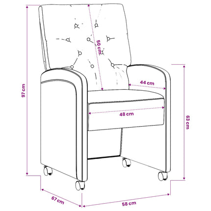 Matstolar med hjul med hjul 2 pcs Ljusgrå 58 x 67 x 97 cm