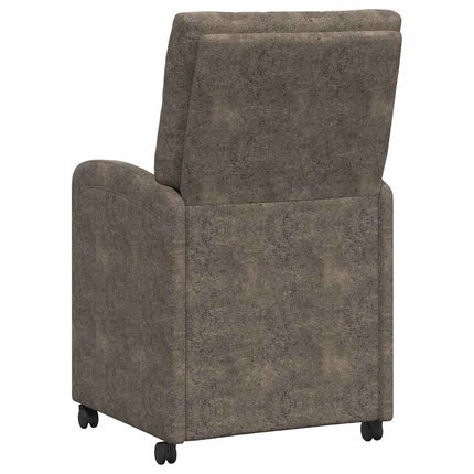 Matstolar med hjul 2 st Faux Mockaläder Mörkgrå 58 x 67 x 97 cm