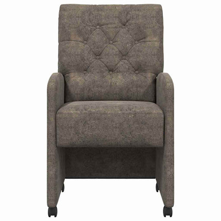 Matstolar med hjul 2 st Faux Mockaläder Mörkgrå 58 x 67 x 97 cm