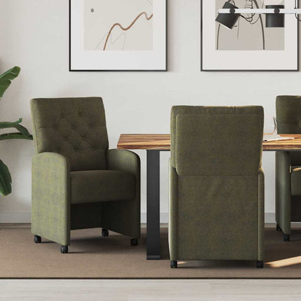 Matstolar med hjul med hjul 2 pcs Armégrön 58 x 67 x 97 cm