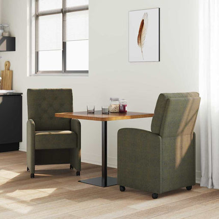 Matstolar med hjul med hjul 2 pcs Armégrön 58 x 67 x 97 cm