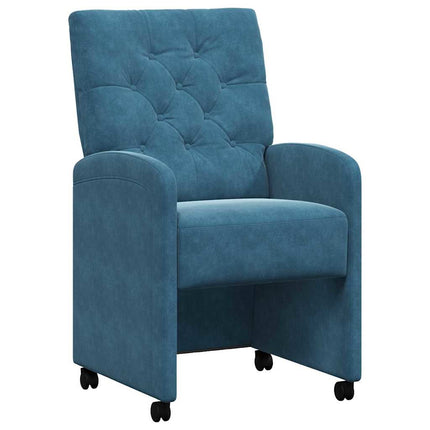 Matstolar med hjul med hjul 2 pcs Blå 58 x 67 x 97 cm Sammet