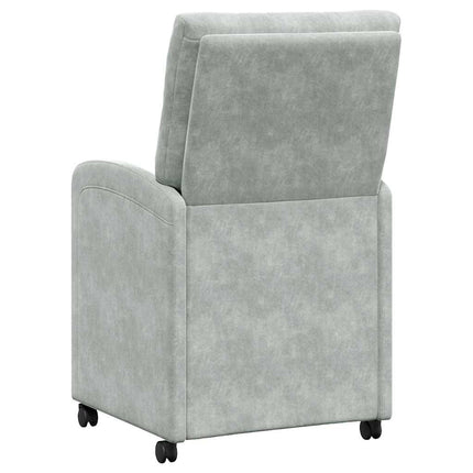 Matstolar med hjul 2 pcs Ljusgrå 58 x 67 x 97 cm Sammet