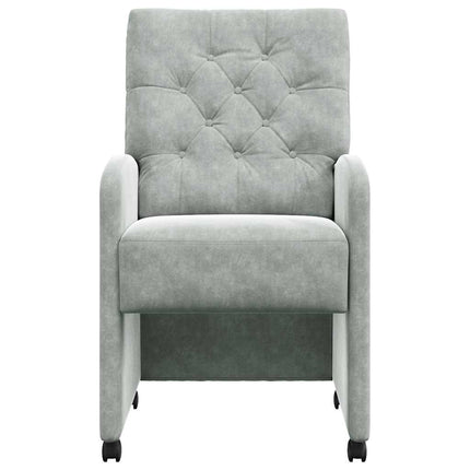 Matstolar med hjul 2 st Sammet Ljusgrå 58 x 67 x 97 cm