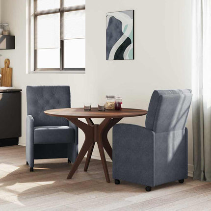 Matstolar med hjul 2 st Sammet Mörkgrå 58 x 67 x 97 cm