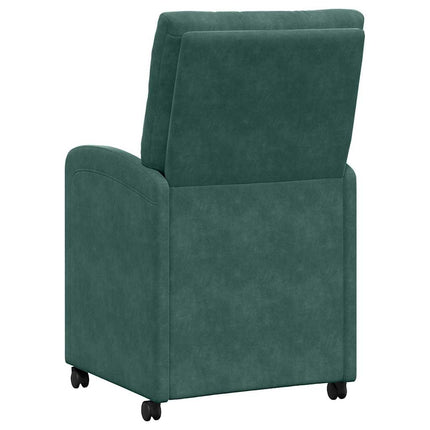 Matstolar med hjul 2 pcs Mörkgrön 58 x 67 x 97 cm Sammet