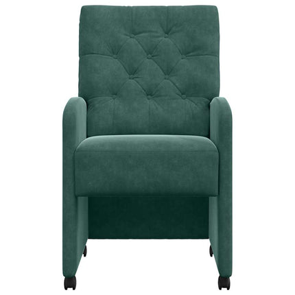 Matstolar med hjul 2 pcs Mörkgrön 58 x 67 x 97 cm Sammet
