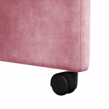 Matstolar med hjul 2 st Sammet Rosa 58 x 67 x 97 cm
