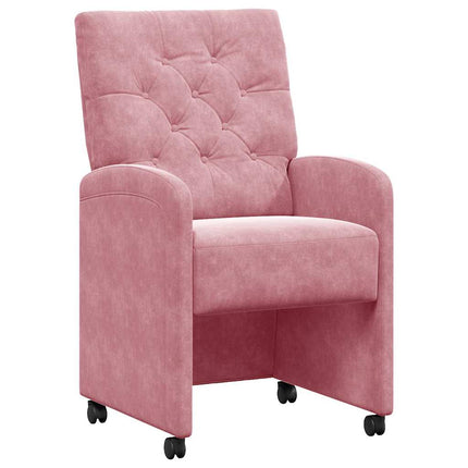 Matstolar med hjul med hjul 2 pcs Rosa 58 x 67 x 97 cm Sammet
