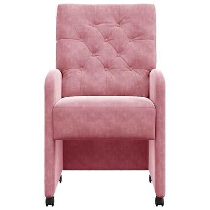 Matstolar med hjul med hjul 2 pcs Rosa 58 x 67 x 97 cm Sammet