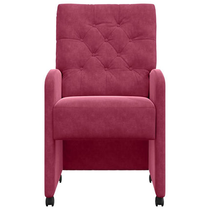 Matstolar med hjul med hjul 2 pcs Vinröd 58 x 67 x 97 cm Sammet