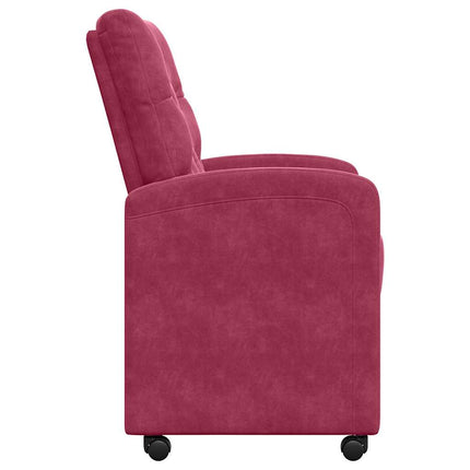 Matstolar med hjul med hjul 2 pcs Vinröd 58 x 67 x 97 cm Sammet
