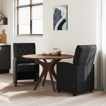 Matstolar med hjul med hjul 2 pcs Svart 58 x 67 x 97 cm Sammet
