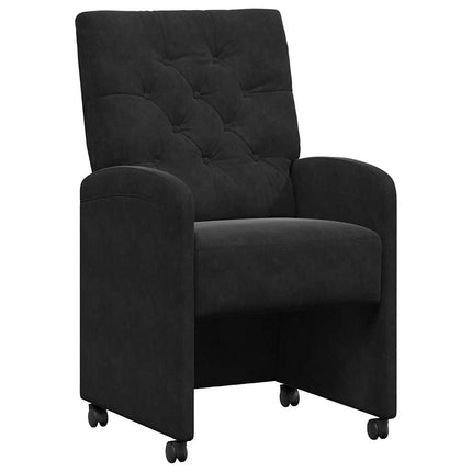 Matstolar med hjul med hjul 2 pcs Svart 58 x 67 x 97 cm Sammet