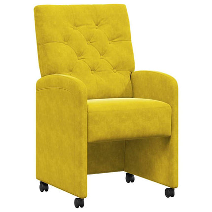 Matstolar med hjul med hjul 2 pcs Gul 58 x 67 x 97 cm Sammet