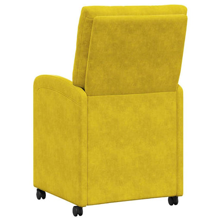 Matstolar med hjul 2 st Sammet Gul 58 x 67 x 97 cm