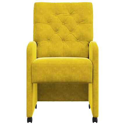 Matstolar med hjul 2 st Sammet Gul 58 x 67 x 97 cm