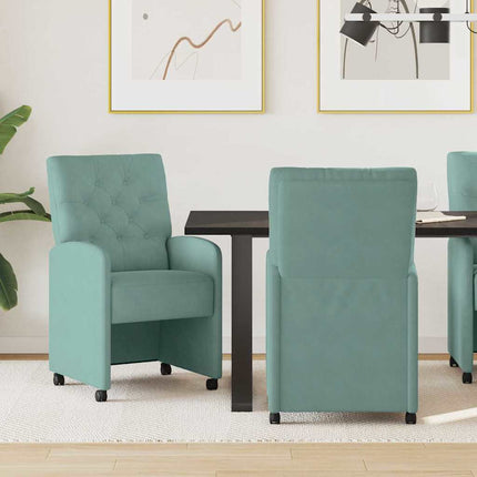 Matstolar med hjul 2 pcs havsgrön 58 x 67 x 97 cm Sammet