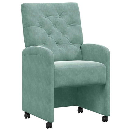 Matstolar med hjul 2 pcs havsgrön 58 x 67 x 97 cm Sammet