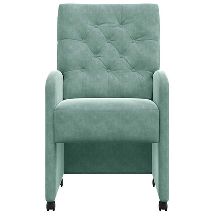 Matstolar med hjul 2 pcs havsgrön 58 x 67 x 97 cm Sammet