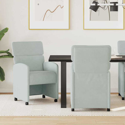 Matstolar med hjul 2 pcs Ljusgrå 58 x 65 x 98 cm Sammet