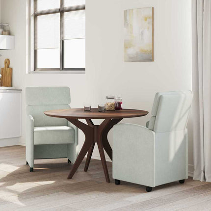 Matstolar med hjul 2 pcs Ljusgrå 58 x 65 x 98 cm Sammet