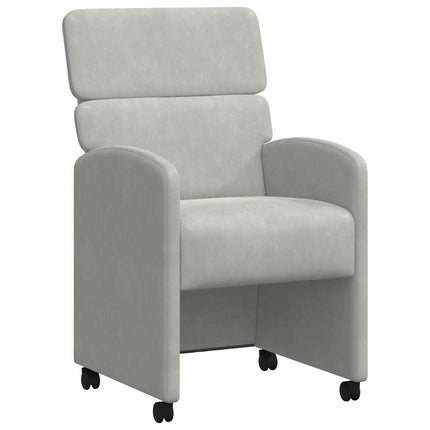 Matstolar med hjul 2 pcs Ljusgrå 58 x 65 x 98 cm Sammet
