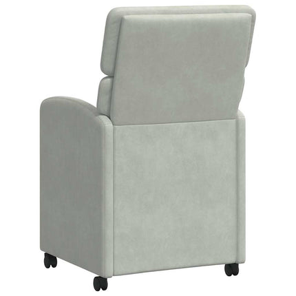 Matstolar med hjul 2 st Sammet Ljusgrå 58 x 65 x 98 cm